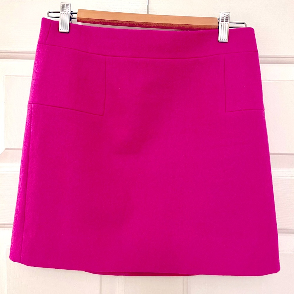 J Crew Fuchsia Wool Felted Mini Skirt
